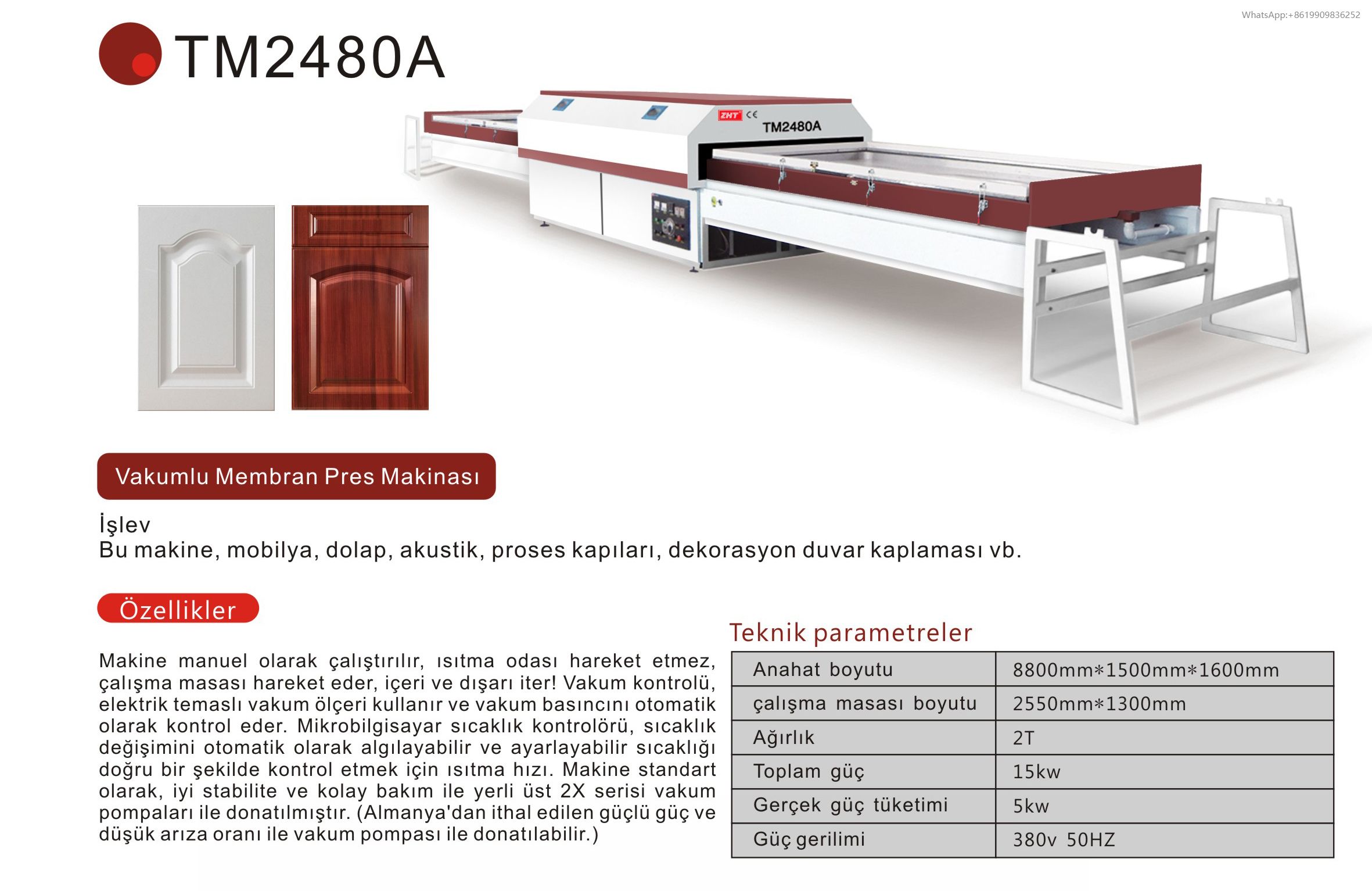 Multifunctional model TM2480A for door skin & complete door at cost-efficient price